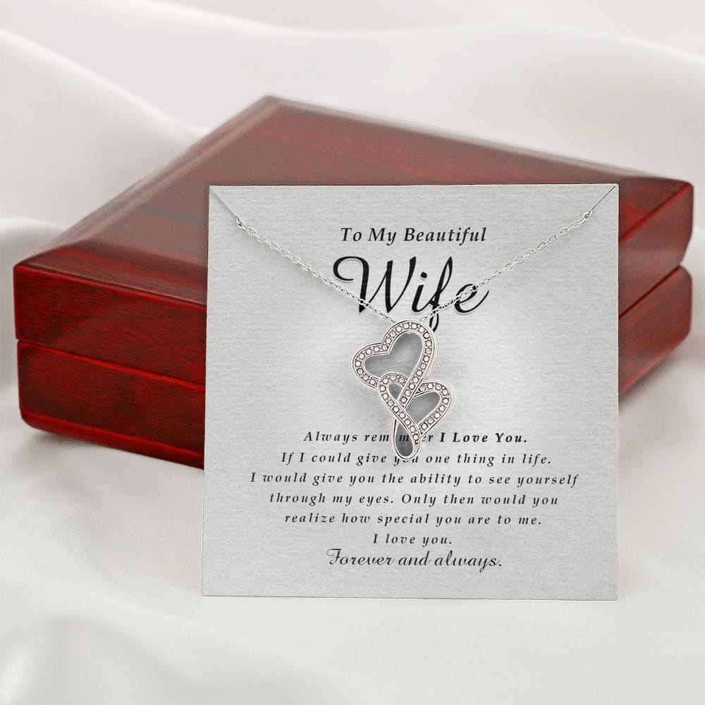 Double Heart Necklace, To My Beautiful Wife