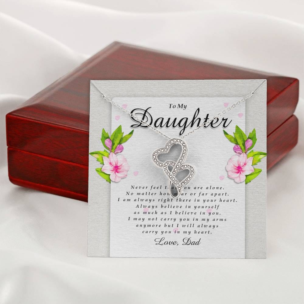 Double Heart Necklace, Daughter Gift from Dad