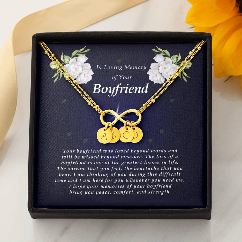 Infinity Bracelet with Charms, In Loving Memory of Your Boyfriend, Bereavement Condolence Keepsake, Sympathy Gift, Memorial Gift for Loss of Boyfriend
