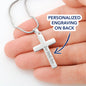 Personalized Cross Necklace, Happy Three Year Anniversary, Engraved Gift