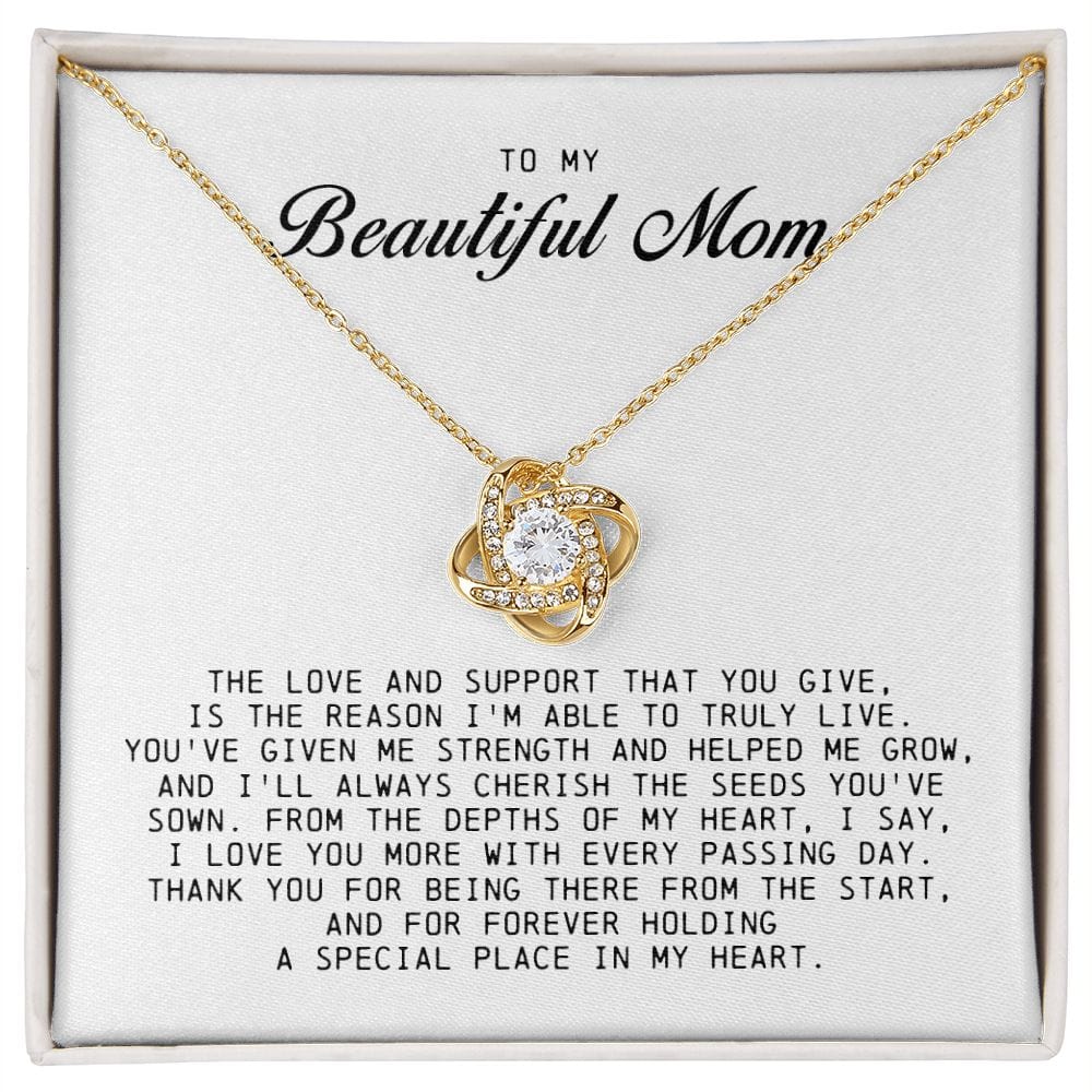 To my Beautiful Mom, Love Knot Necklace, Mother's Day Gift