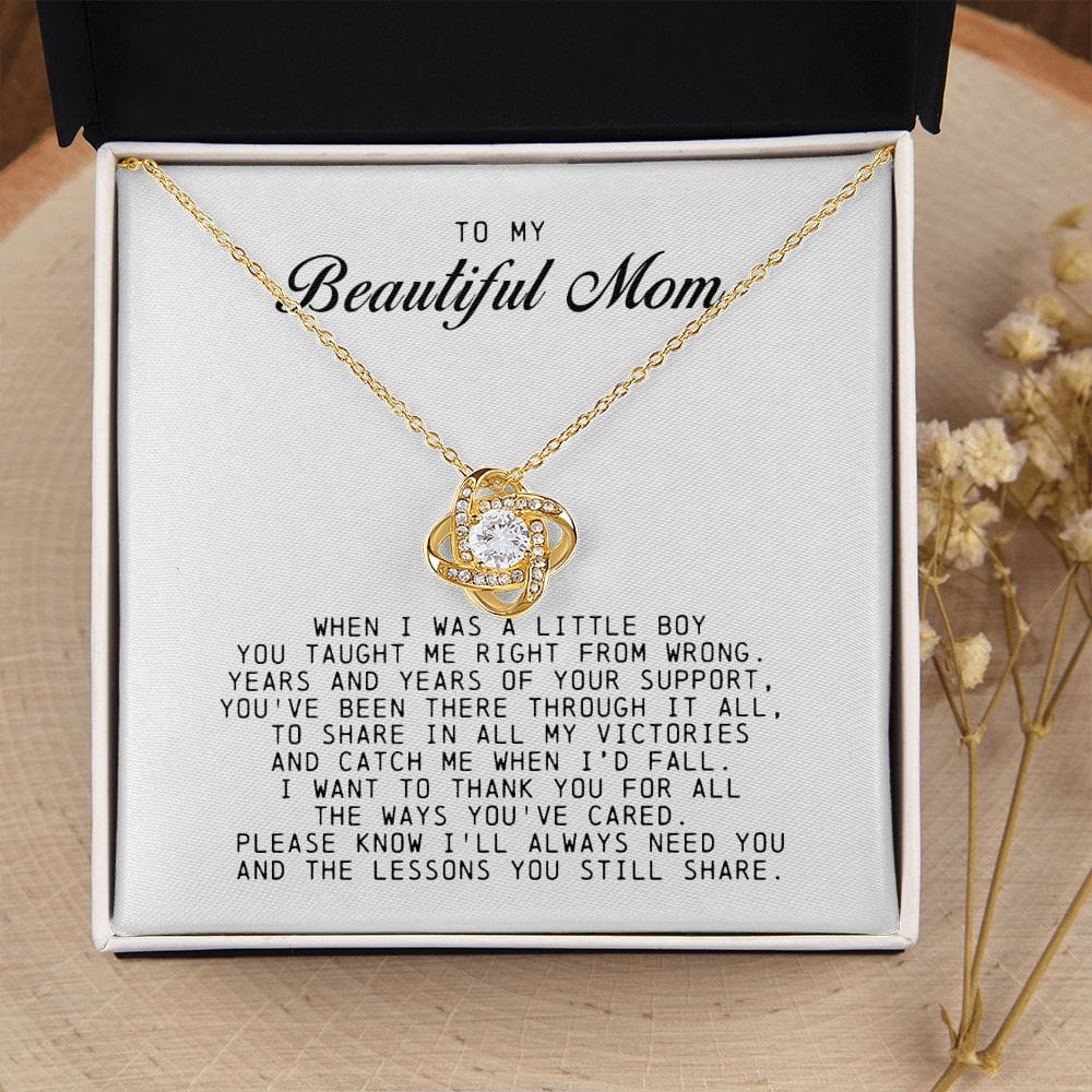 To my Beautiful Mom, Mother's Day Gift, Love Knot Necklace