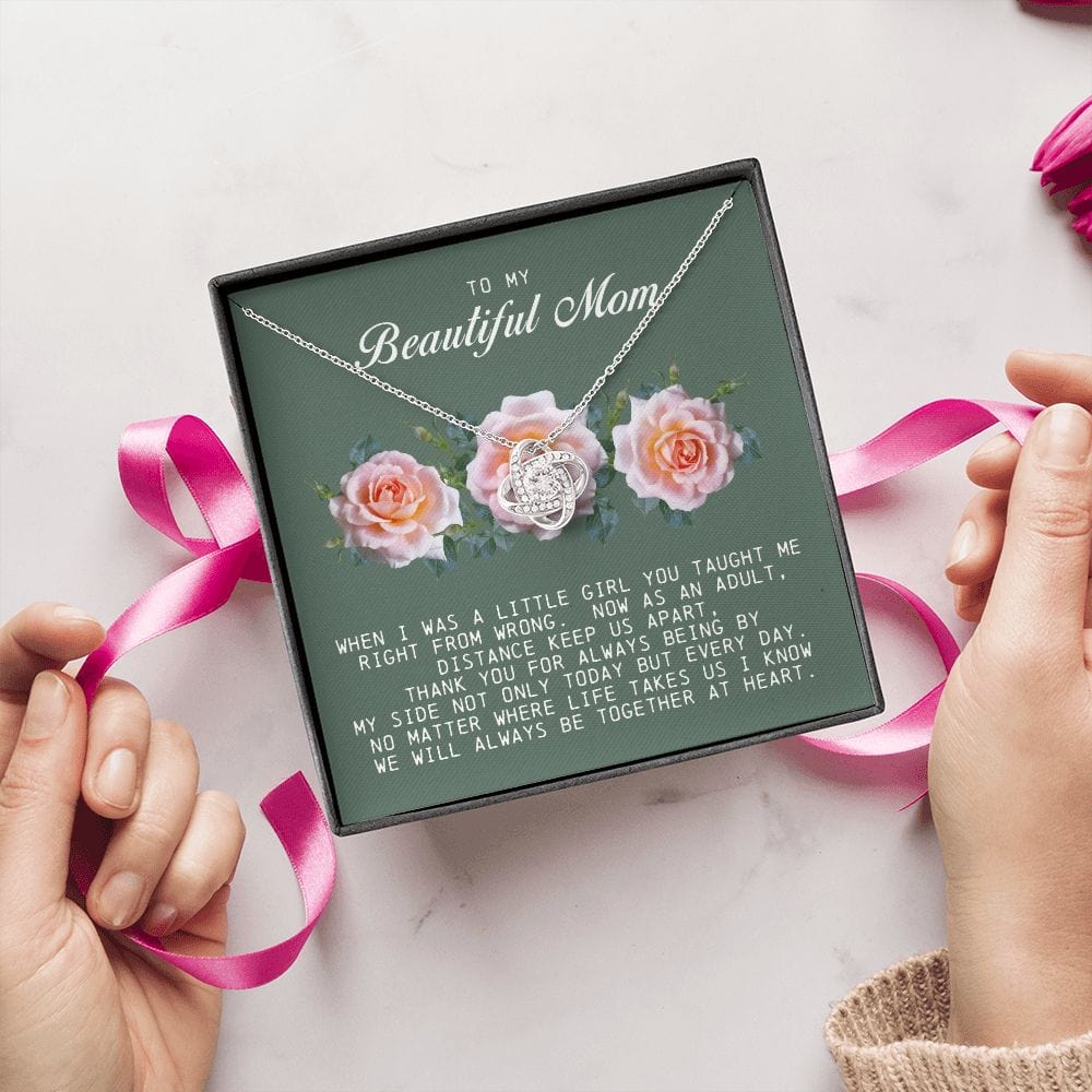To my Beautiful Mom, Mother's Day Gift, Love Knot Necklace