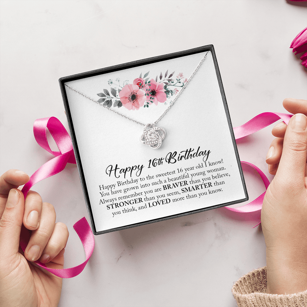 Happy 16th Birthday, Sweet Sixteen, Love Knot Necklace