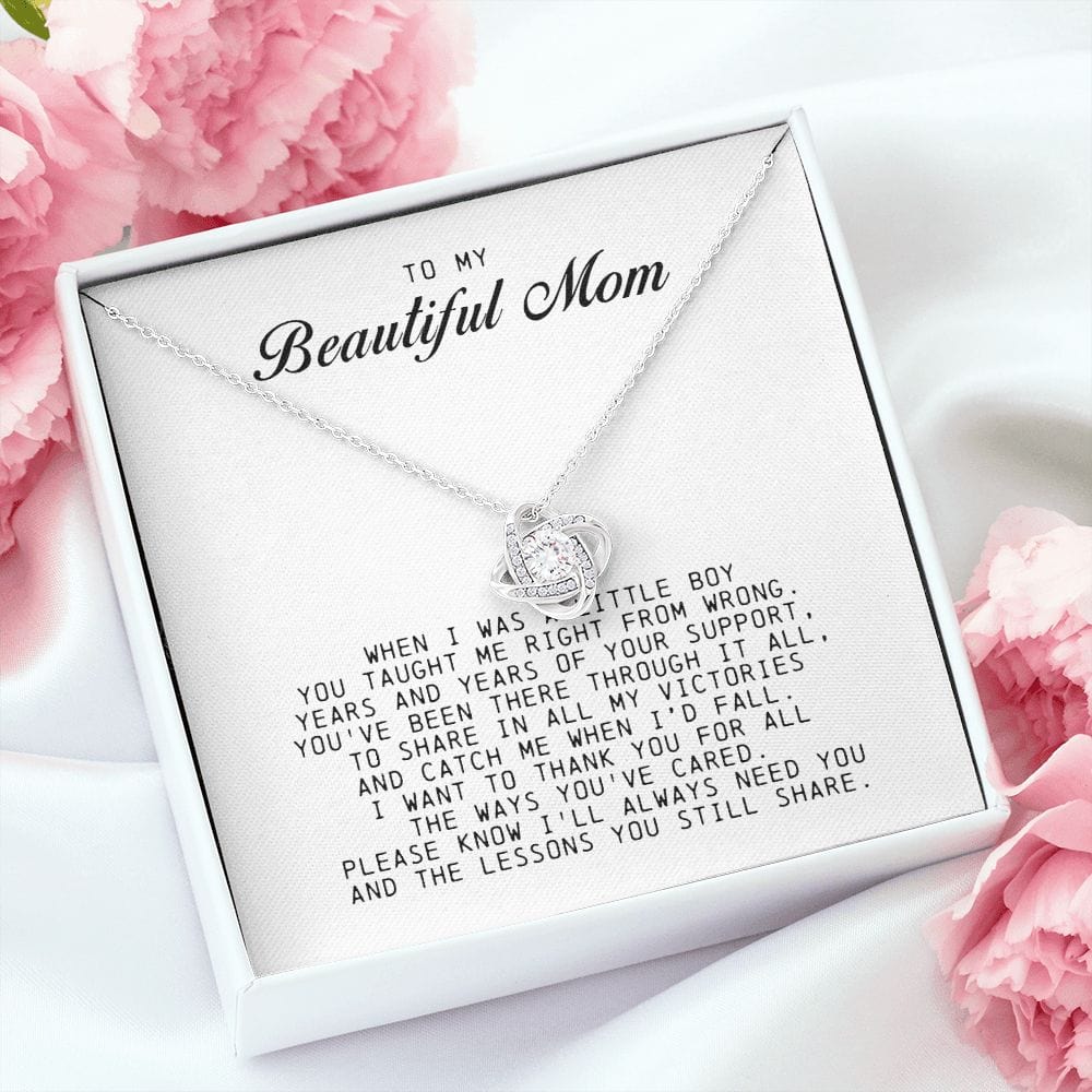 To my Beautiful Mom, Mother's Day Gift, Love Knot Necklace