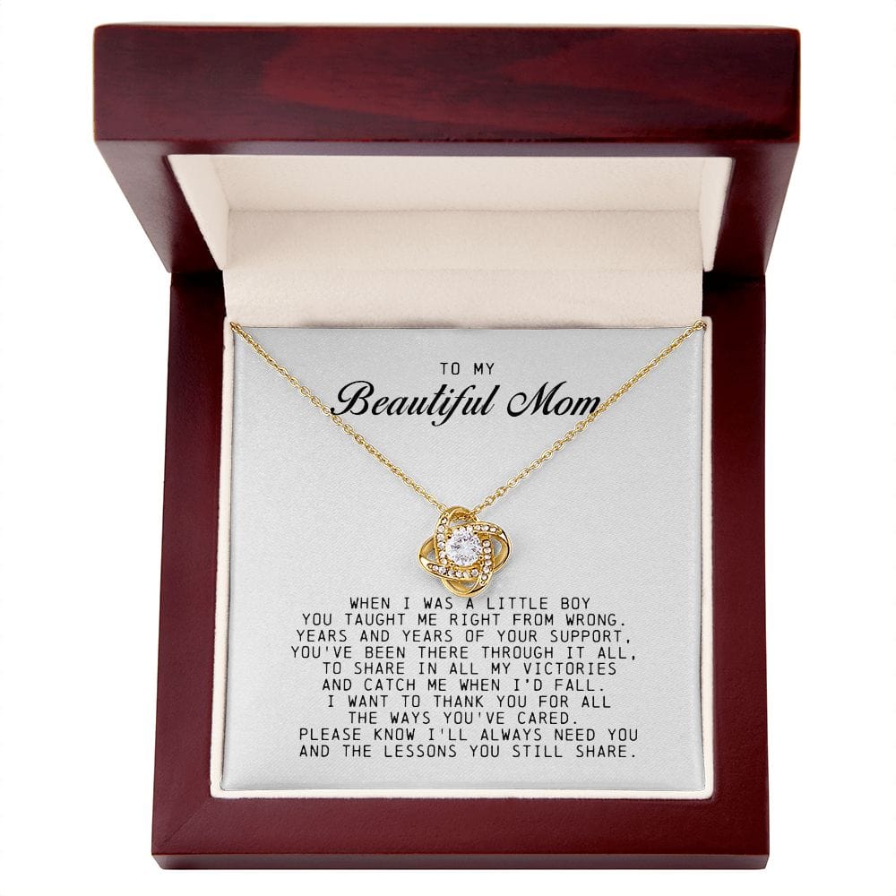 To my Beautiful Mom, Mother's Day Gift, Love Knot Necklace