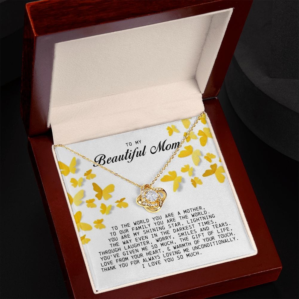 To my Beautiful Mom, Love Knot Necklace, Mother's Day Gift