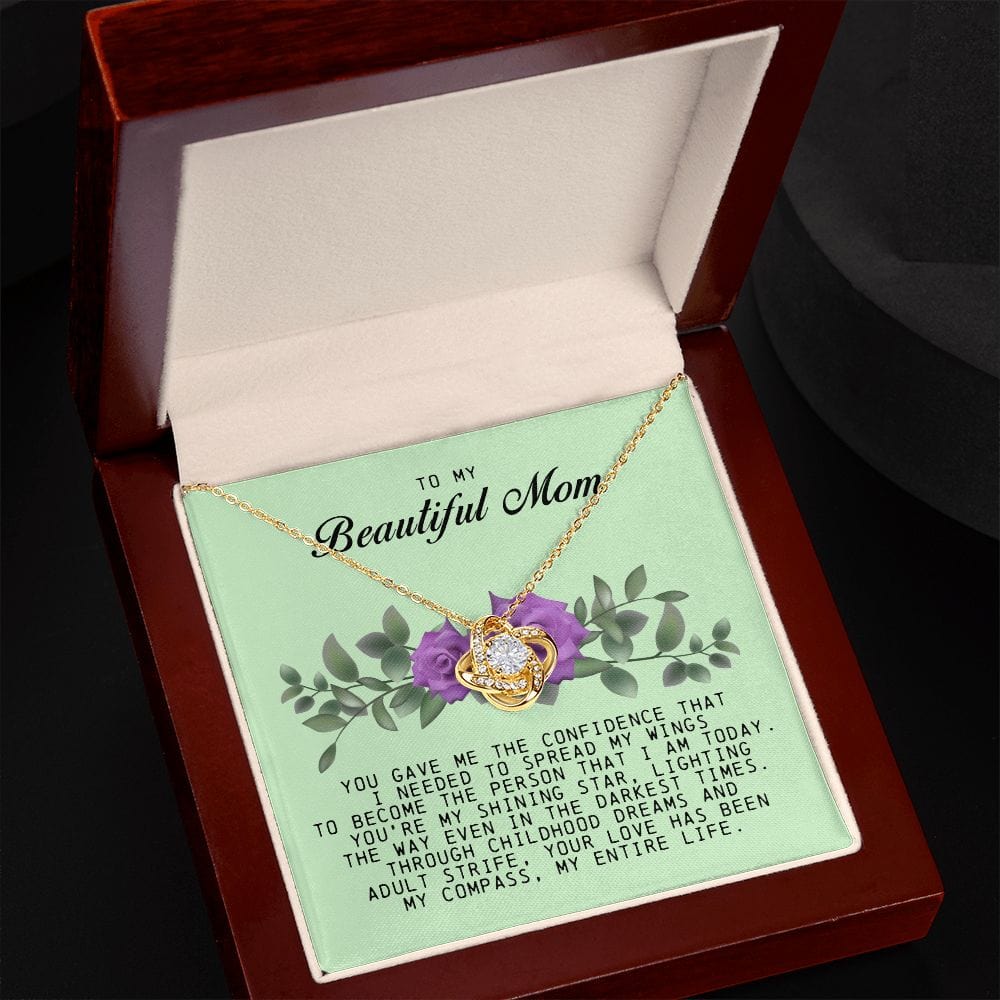 To my Beautiful Mom, Love Knot Necklace, Mother's Day Gift