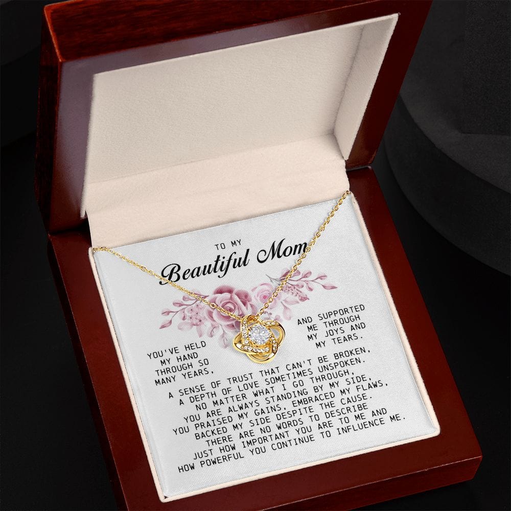 To My Beautiful Mom Love Knot Necklace