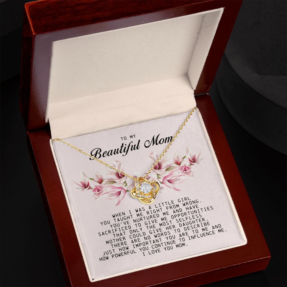 To my Beautiful Mom, Mother's Day Gift, Love Knot Necklace