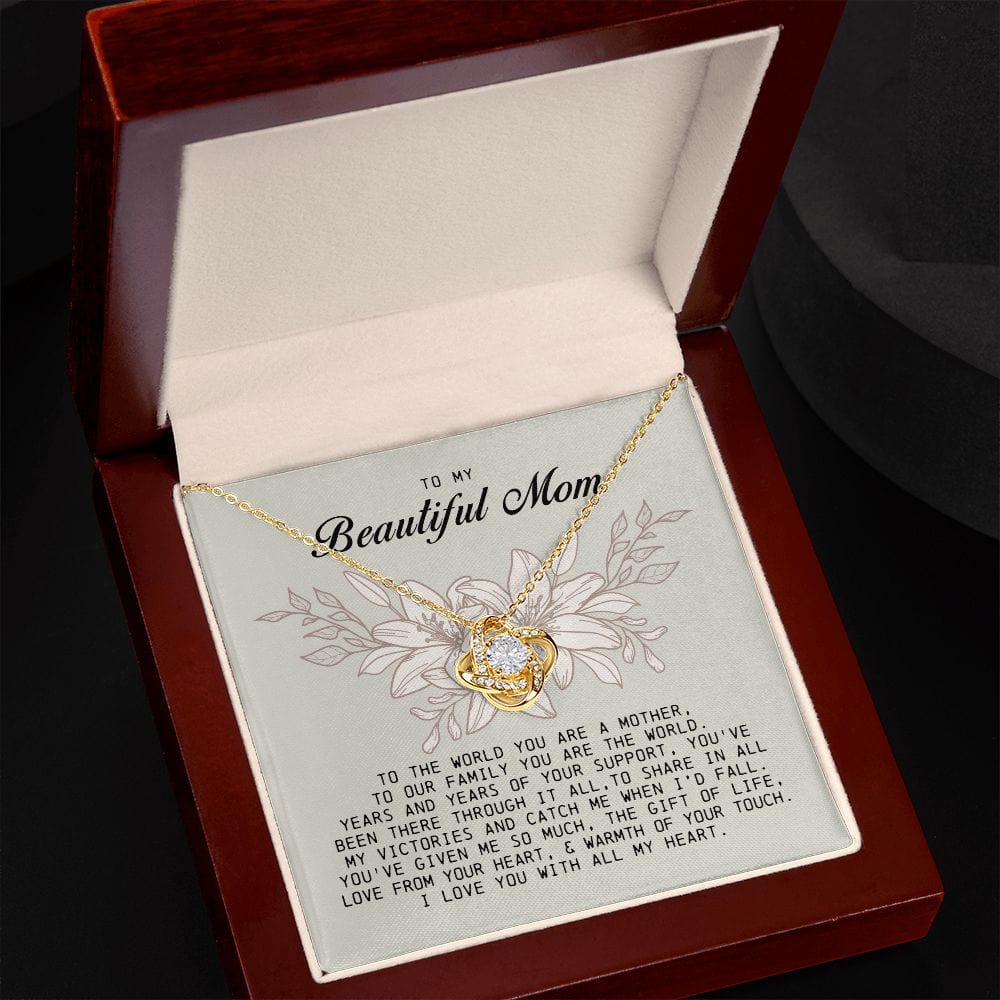 To my Beautiful Mom, Love Knot Necklace, Mother's Day Gift