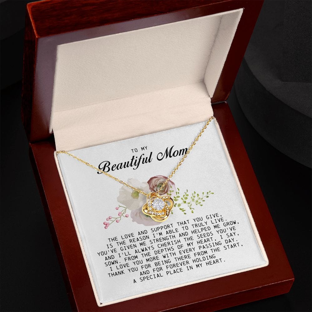 To My Beautiful Mom Love Knot Necklace