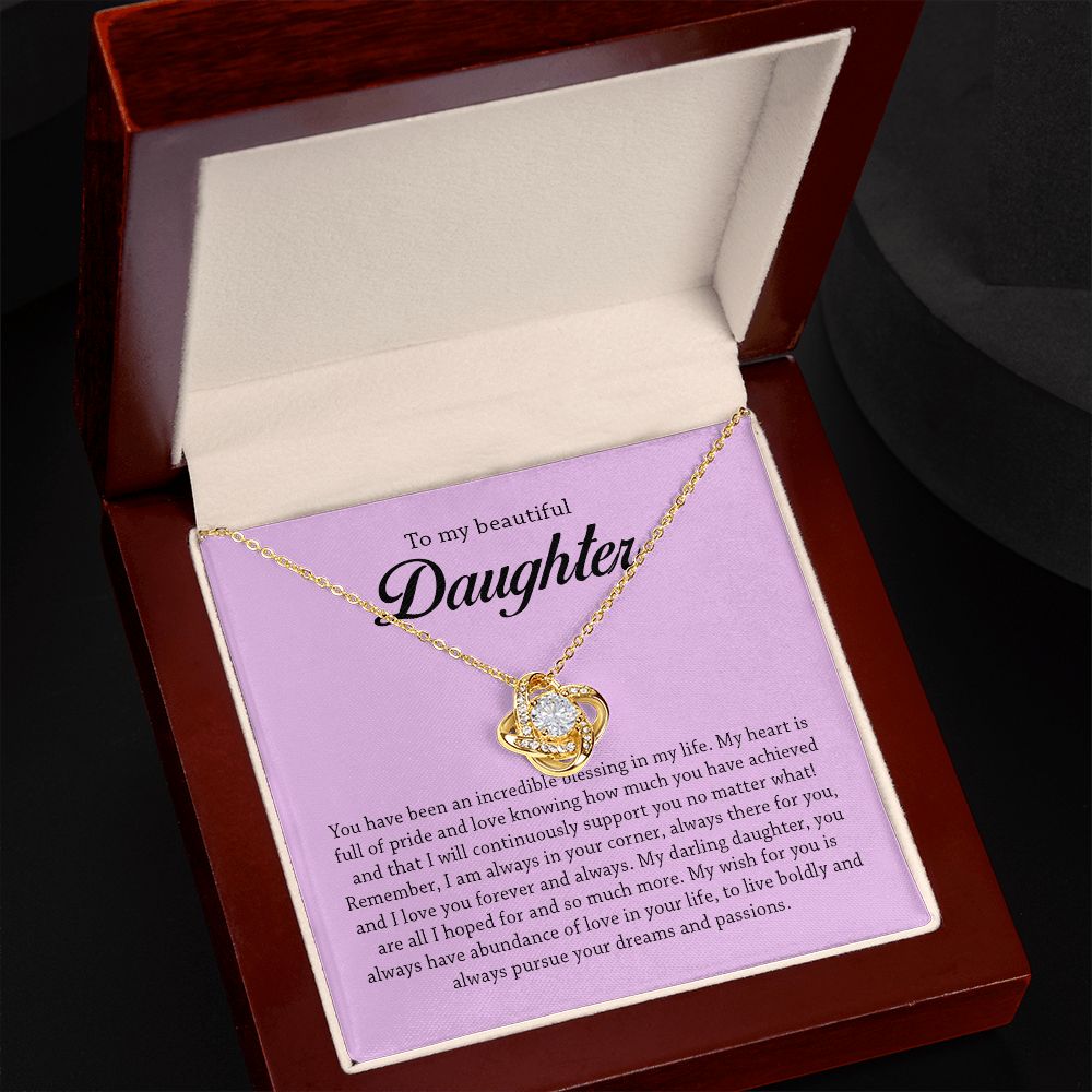 To My Beautiful Daughter, Love Knot Necklace