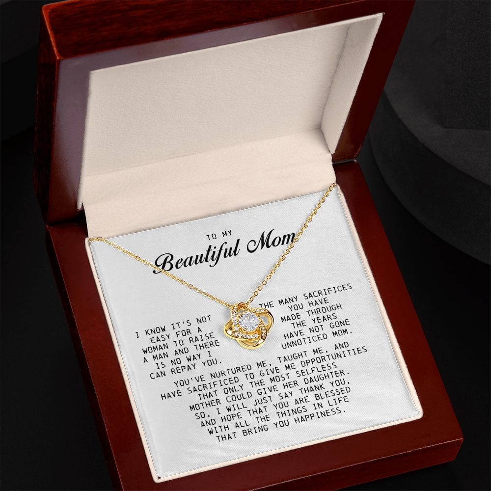 To My Beautiful Mom Love Knot Necklace