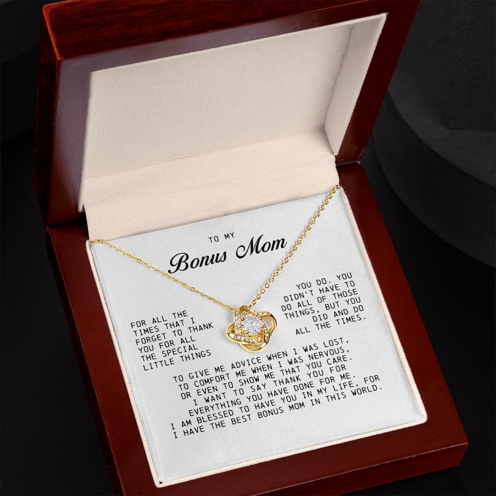 To My Bonus Mom, Love Knot Necklace