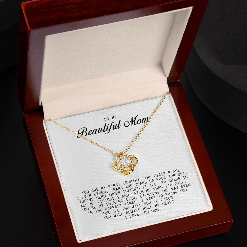 To my Beautiful Mom, Mother's Day Gift, Love Knot Necklace