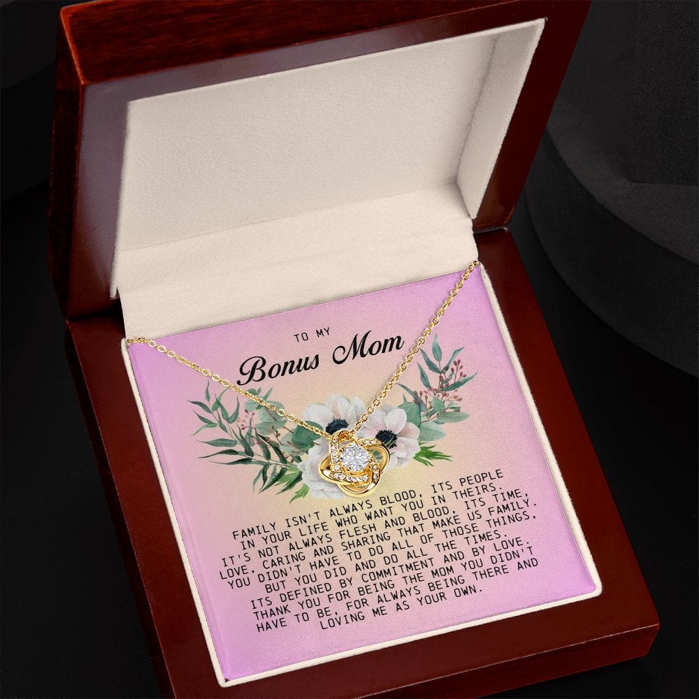 To My Bonus Mom, Love Knot Necklace