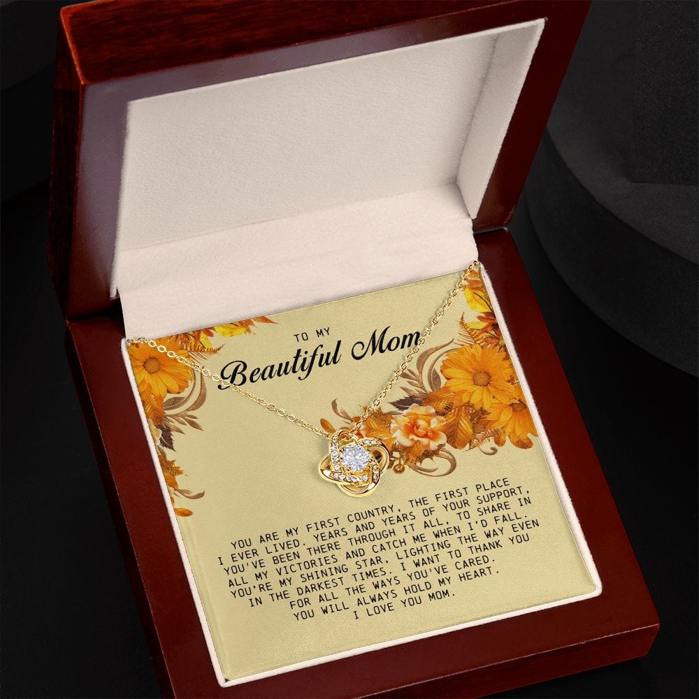 To my Beautiful Mom, Mother's Day Gift, Love Knot Necklace