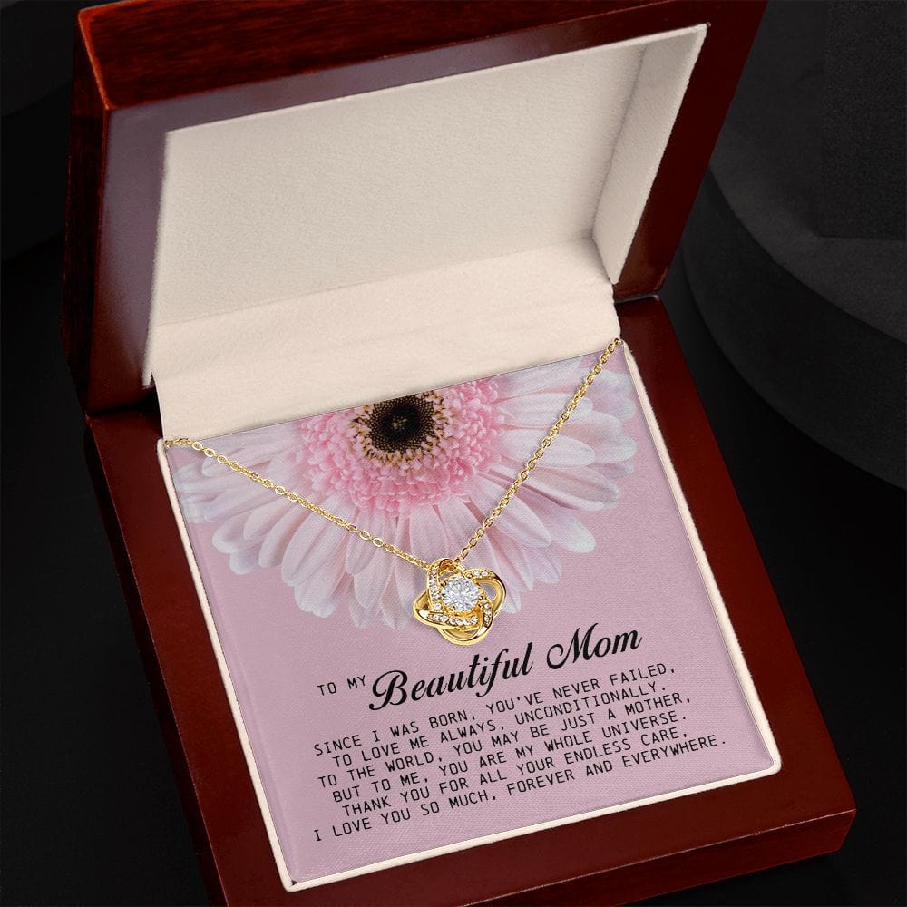 To My Beautiful Mom Love Knot Necklace