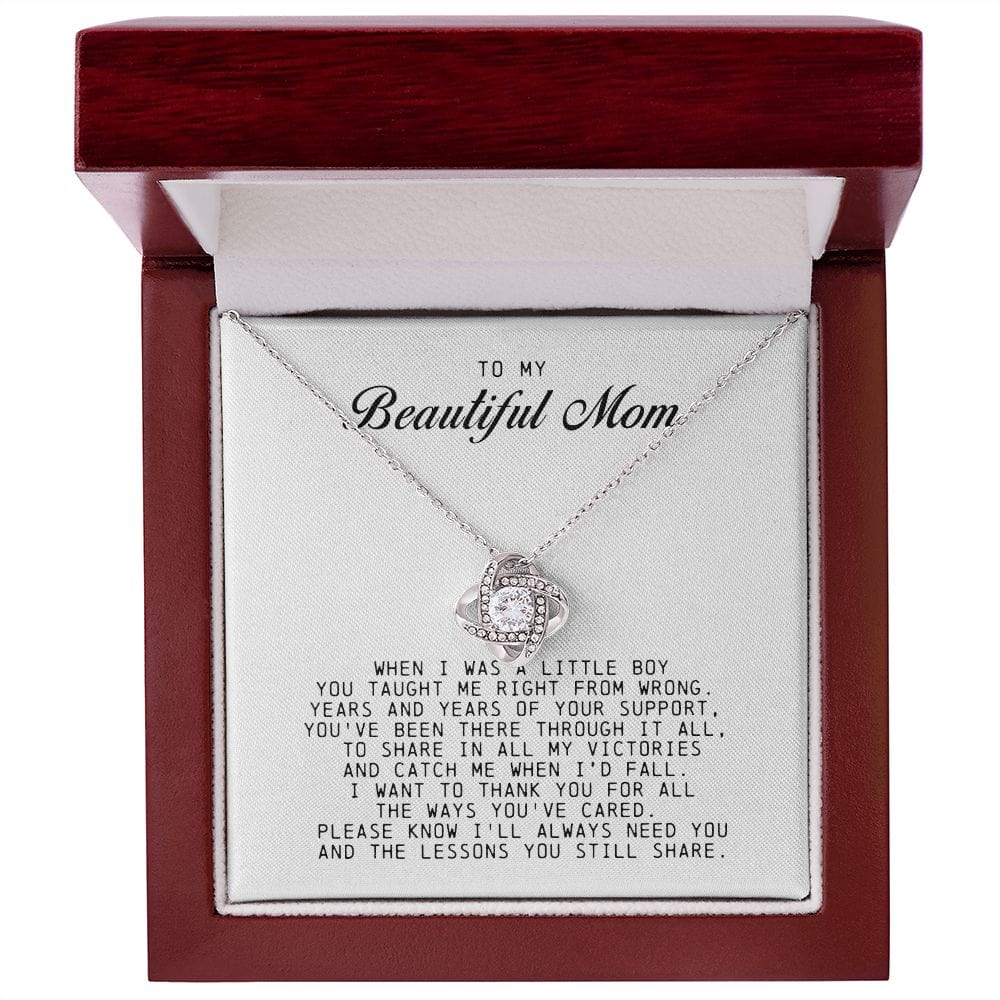 To my Beautiful Mom, Mother's Day Gift, Love Knot Necklace