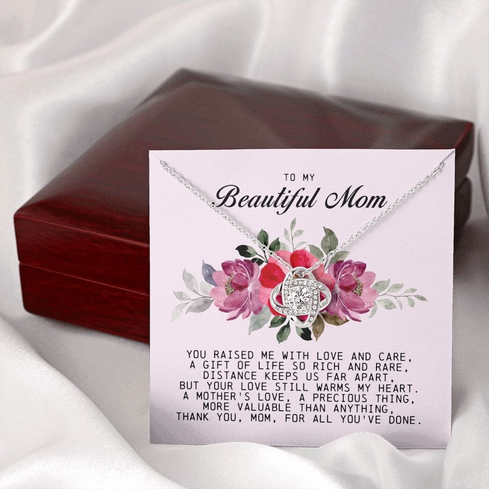 To my Beautiful Mom, Love Knot Necklace, Mother's Day Gift