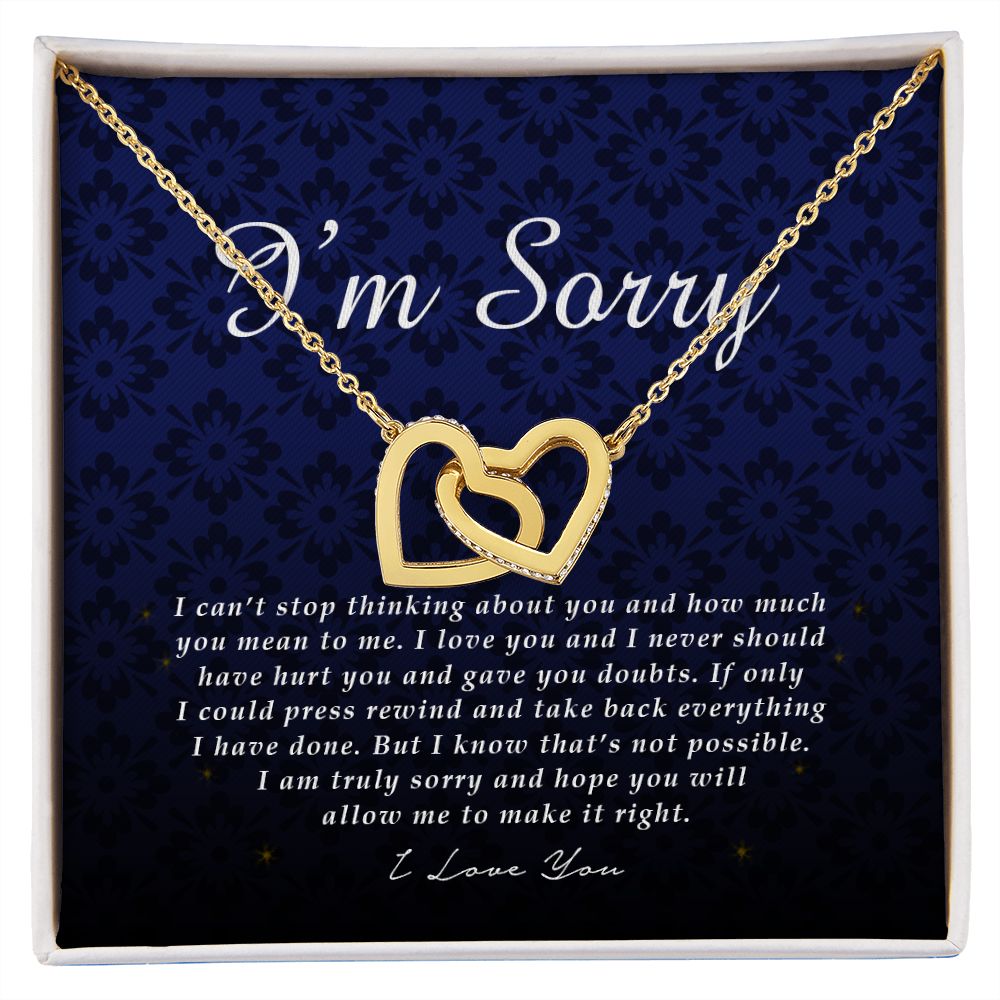 Interlocking Heart Necklace, I'm Sorry Card, Apology Gift For Her, Forgiveness Gift, I'm Sorry Gift For Wife / Girlfriend, Gift To Say Sorry
