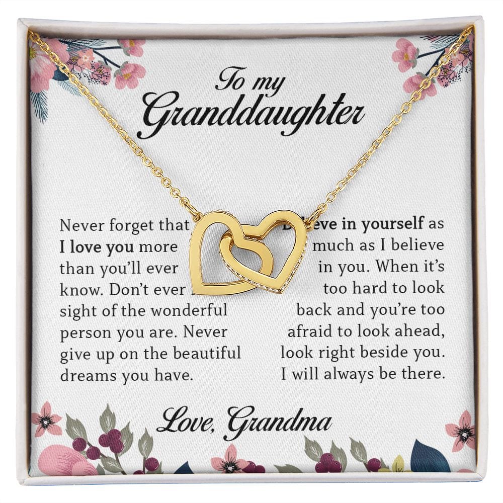 To My Granddaughter "Never Forget That I Love You" Interlocking Hearts Necklace
