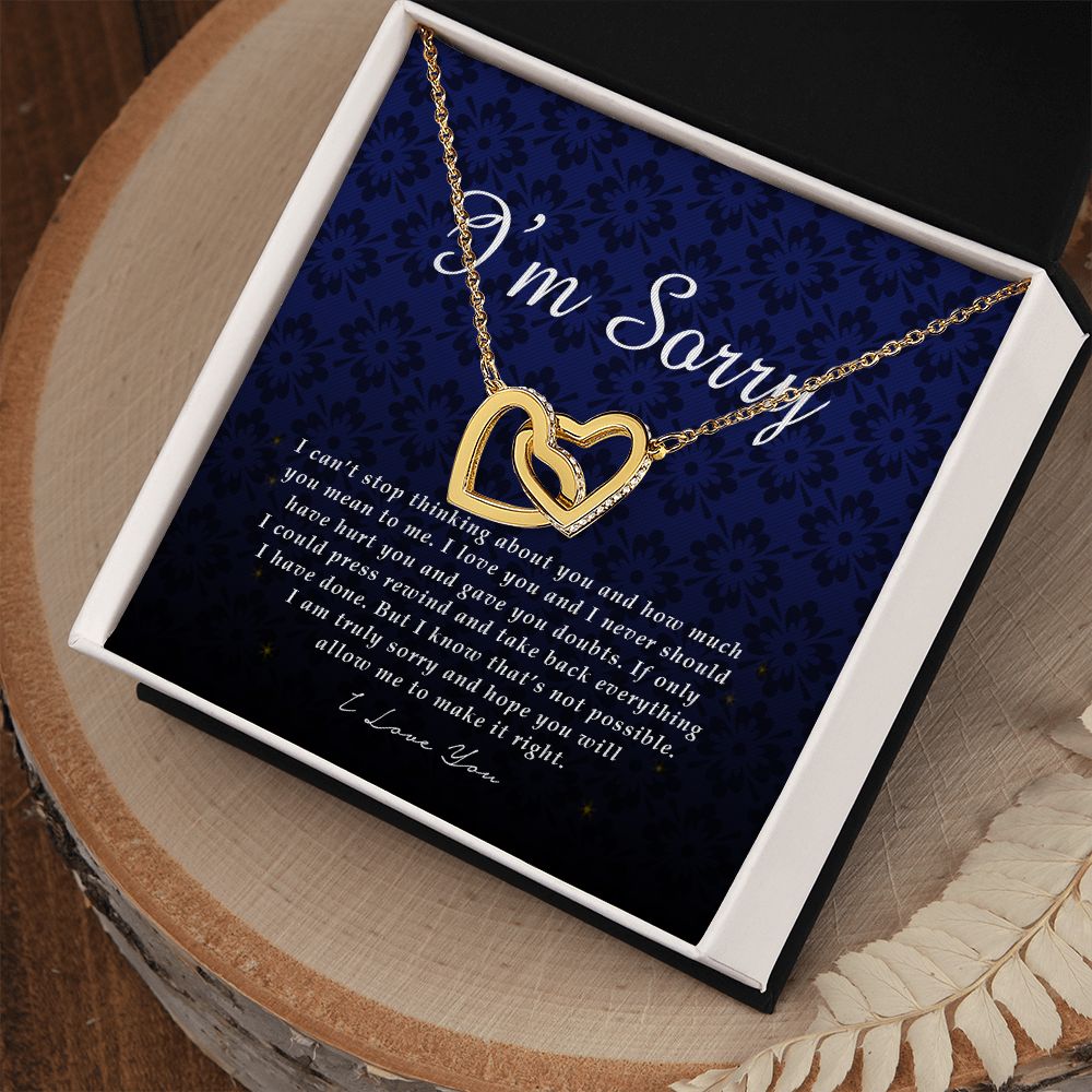 Interlocking Heart Necklace, I'm Sorry Card, Apology Gift For Her, Forgiveness Gift, I'm Sorry Gift For Wife / Girlfriend, Gift To Say Sorry
