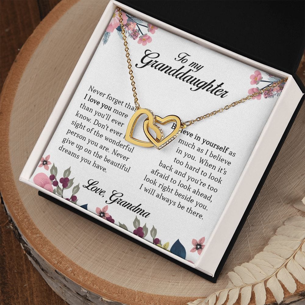 To My Granddaughter "Never Forget That I Love You" Interlocking Hearts Necklace