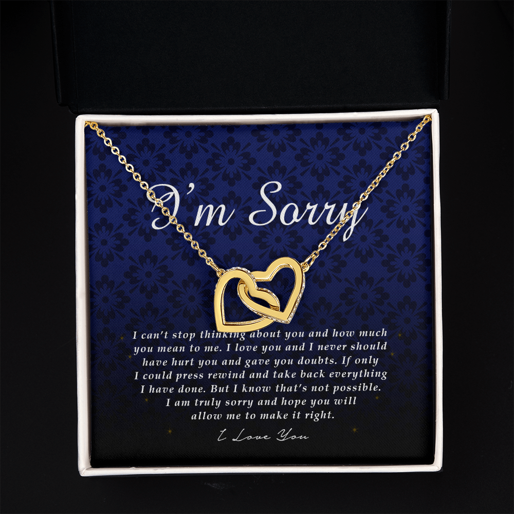Interlocking Heart Necklace, I'm Sorry Card, Apology Gift For Her, Forgiveness Gift, I'm Sorry Gift For Wife / Girlfriend, Gift To Say Sorry