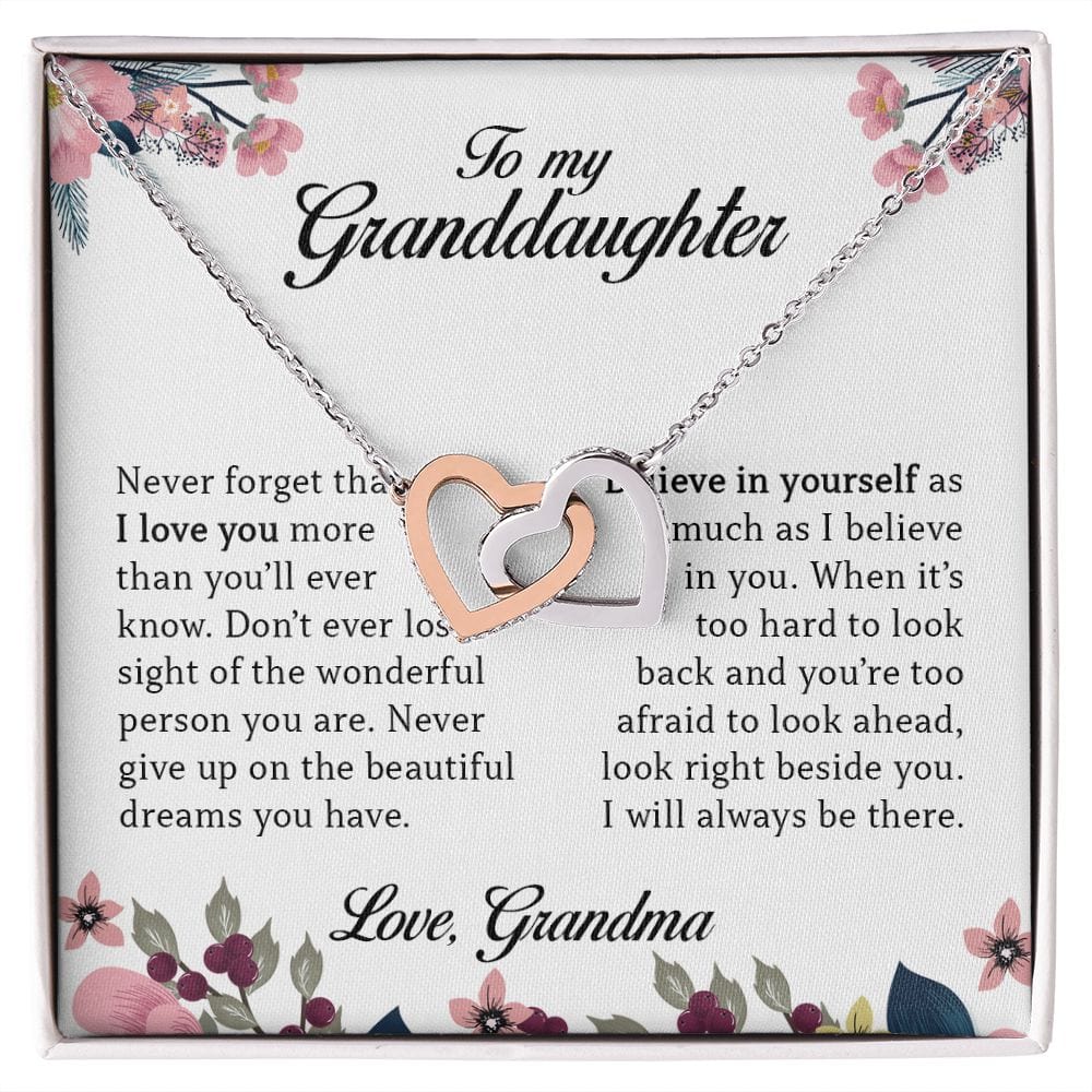 To My Granddaughter "Never Forget That I Love You" Interlocking Hearts Necklace