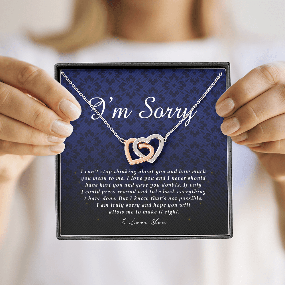 Interlocking Heart Necklace, I'm Sorry Card, Apology Gift For Her, Forgiveness Gift, I'm Sorry Gift For Wife / Girlfriend, Gift To Say Sorry