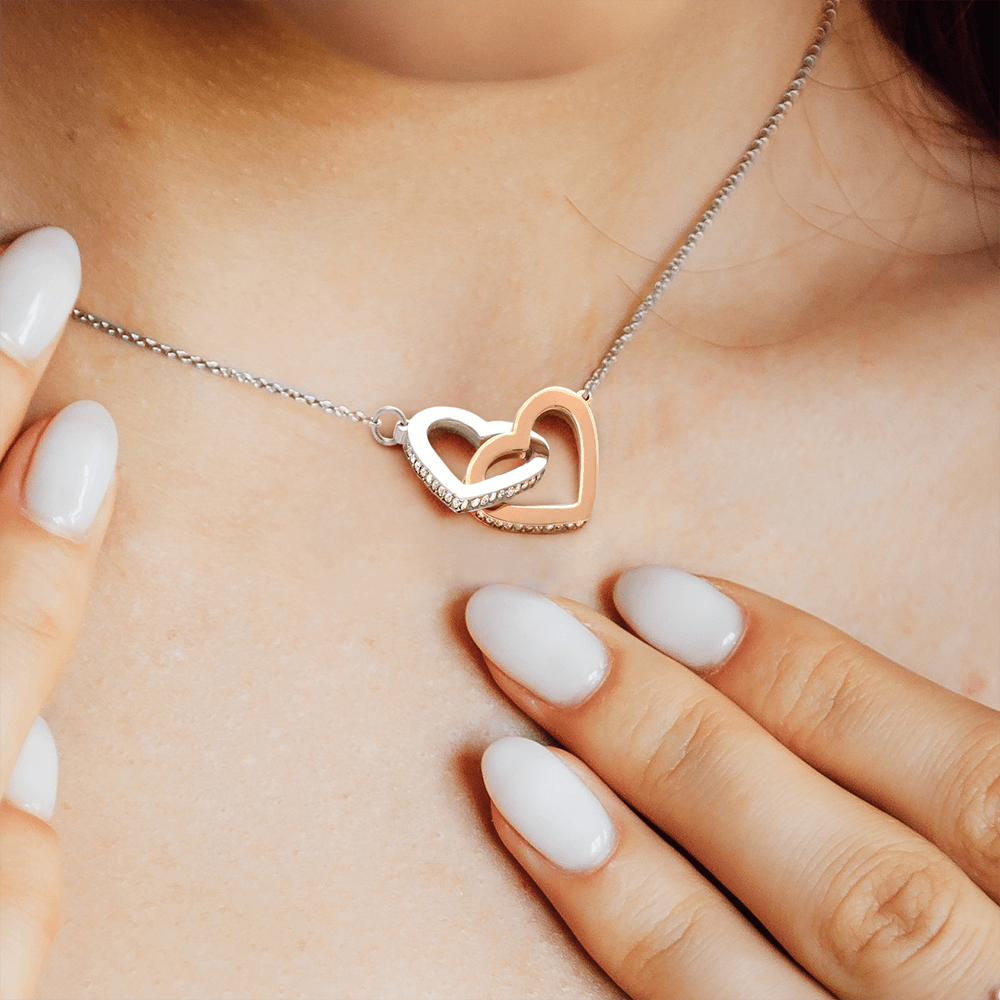 Custom order brad Interlocking Hearts Necklace, 18K Yellow Gold Finish