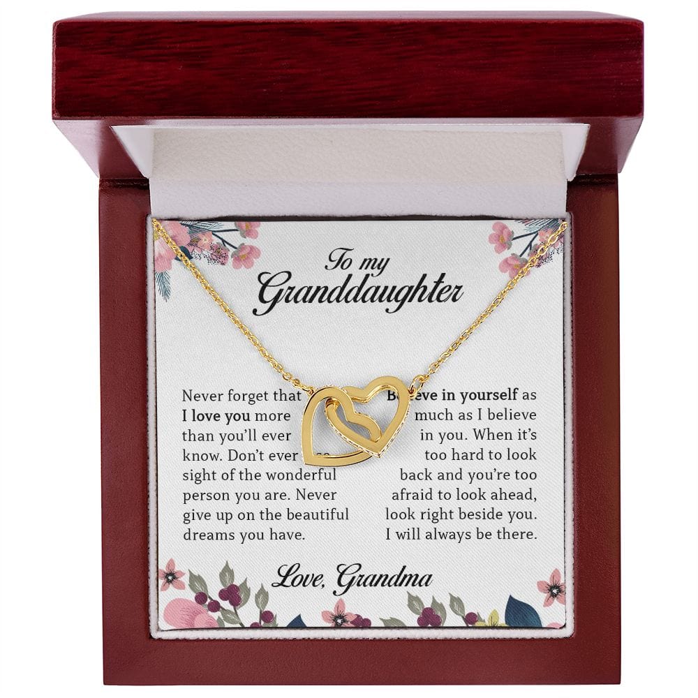 To My Granddaughter "Never Forget That I Love You" Interlocking Hearts Necklace