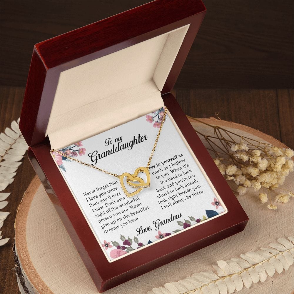 To My Granddaughter "Never Forget That I Love You" Interlocking Hearts Necklace
