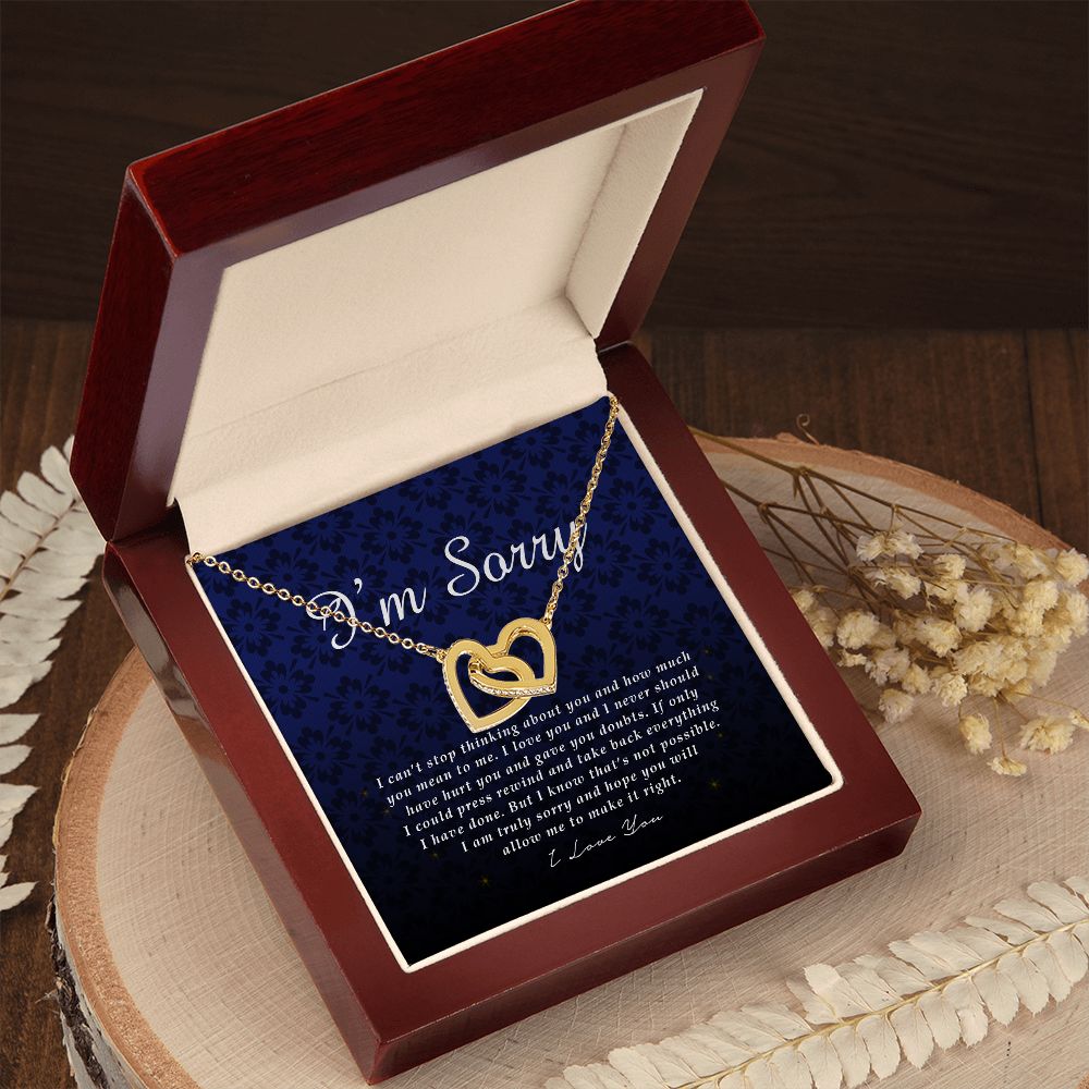 Interlocking Heart Necklace, I'm Sorry Card, Apology Gift For Her, Forgiveness Gift, I'm Sorry Gift For Wife / Girlfriend, Gift To Say Sorry