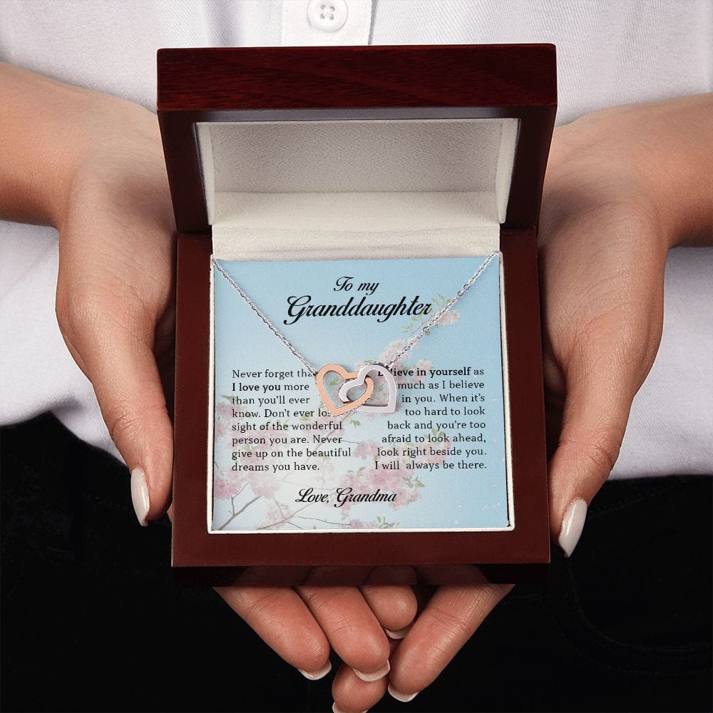 To My Granddaughter, Interlocking Hearts Necklace