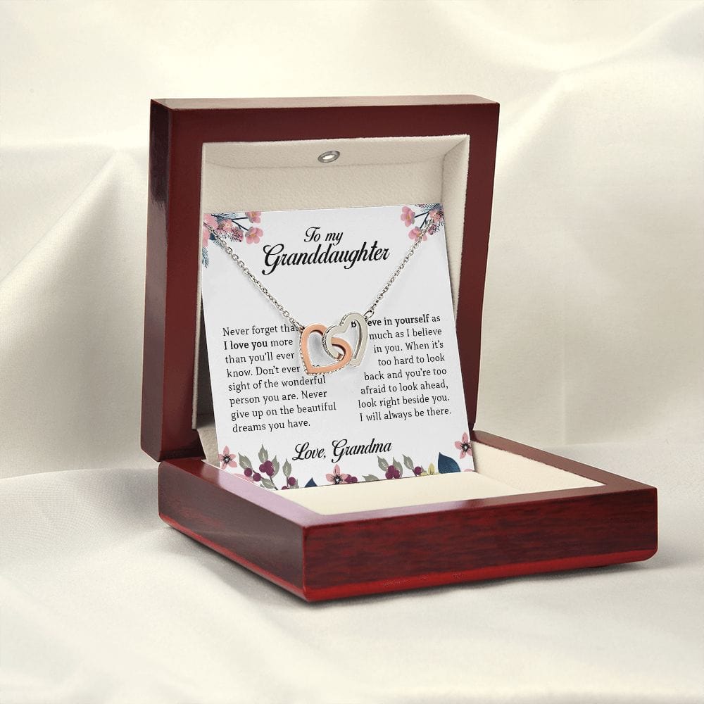 To My Granddaughter "Never Forget That I Love You" Interlocking Hearts Necklace