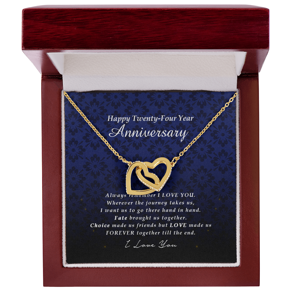 Interlocking Heart Necklace, 24 Year Anniversary Gift