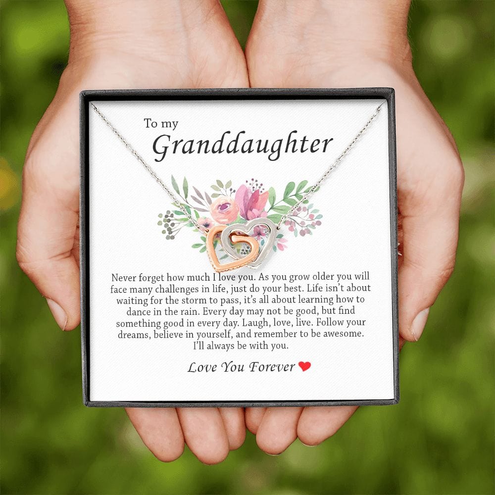 To My Granddaughter "I'll Always Be With You" Interlocking Heart Necklace