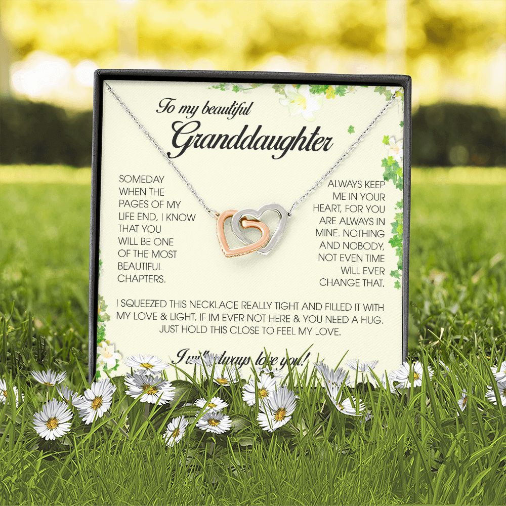 To My Beautiful Granddaughter, Interlocking Heart Necklace