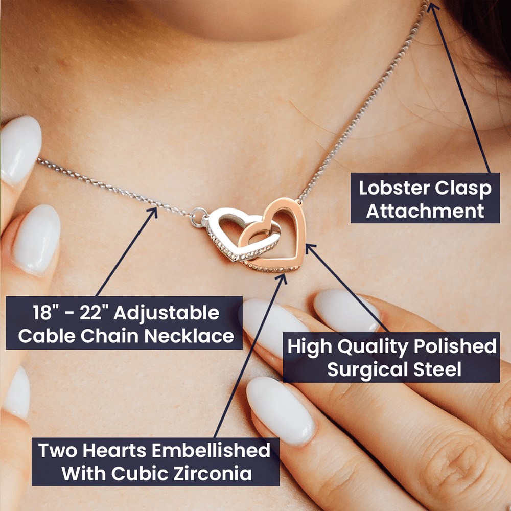 To My Bonus Daughter, Interlocking Heart Necklace