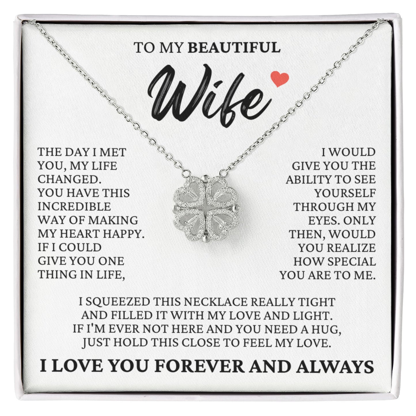Four Heart Necklace - To My Beautiful Soulmate "I Love You Forever and Always"