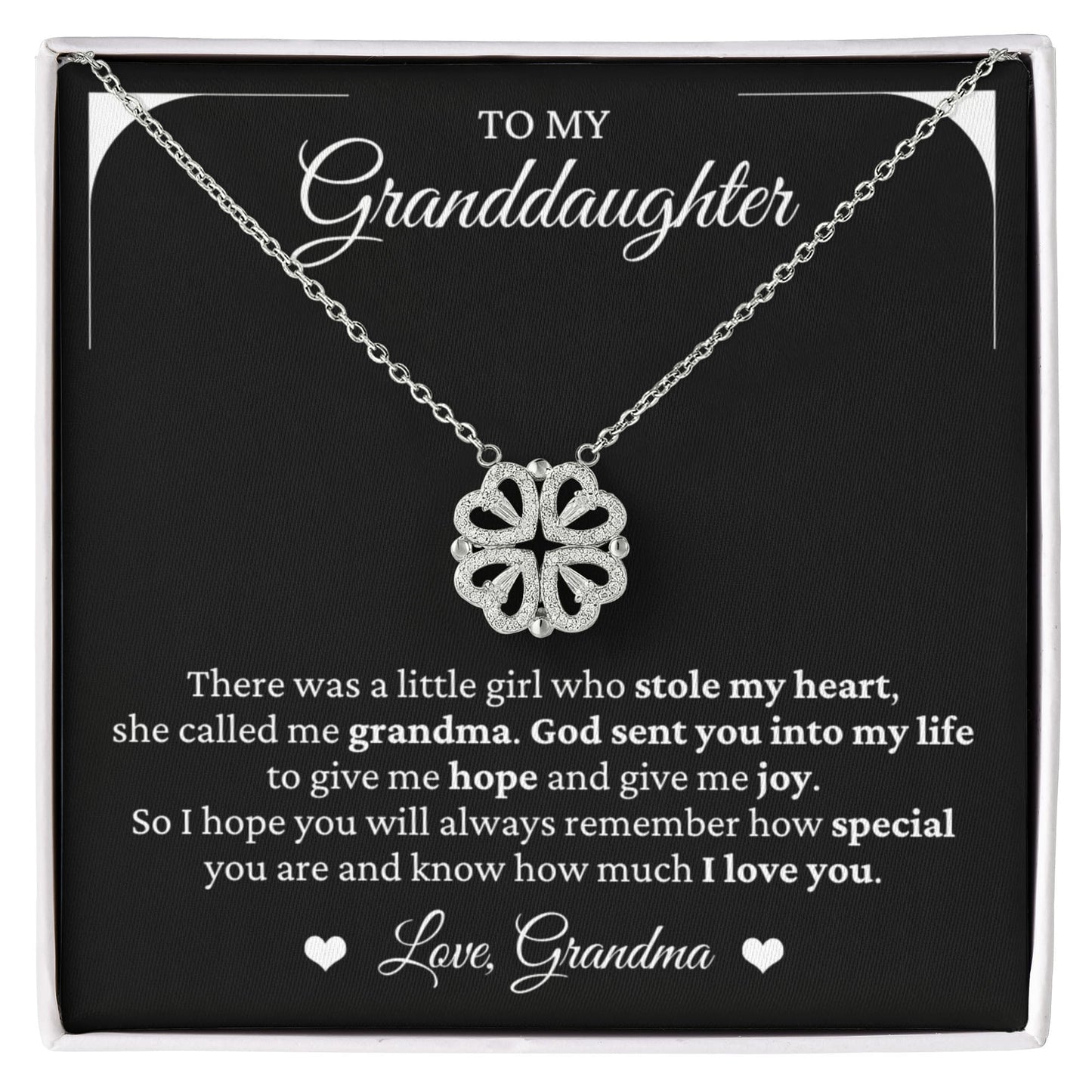Four Heart Necklace - To My Granddaughter "God Sent You Into My Life"