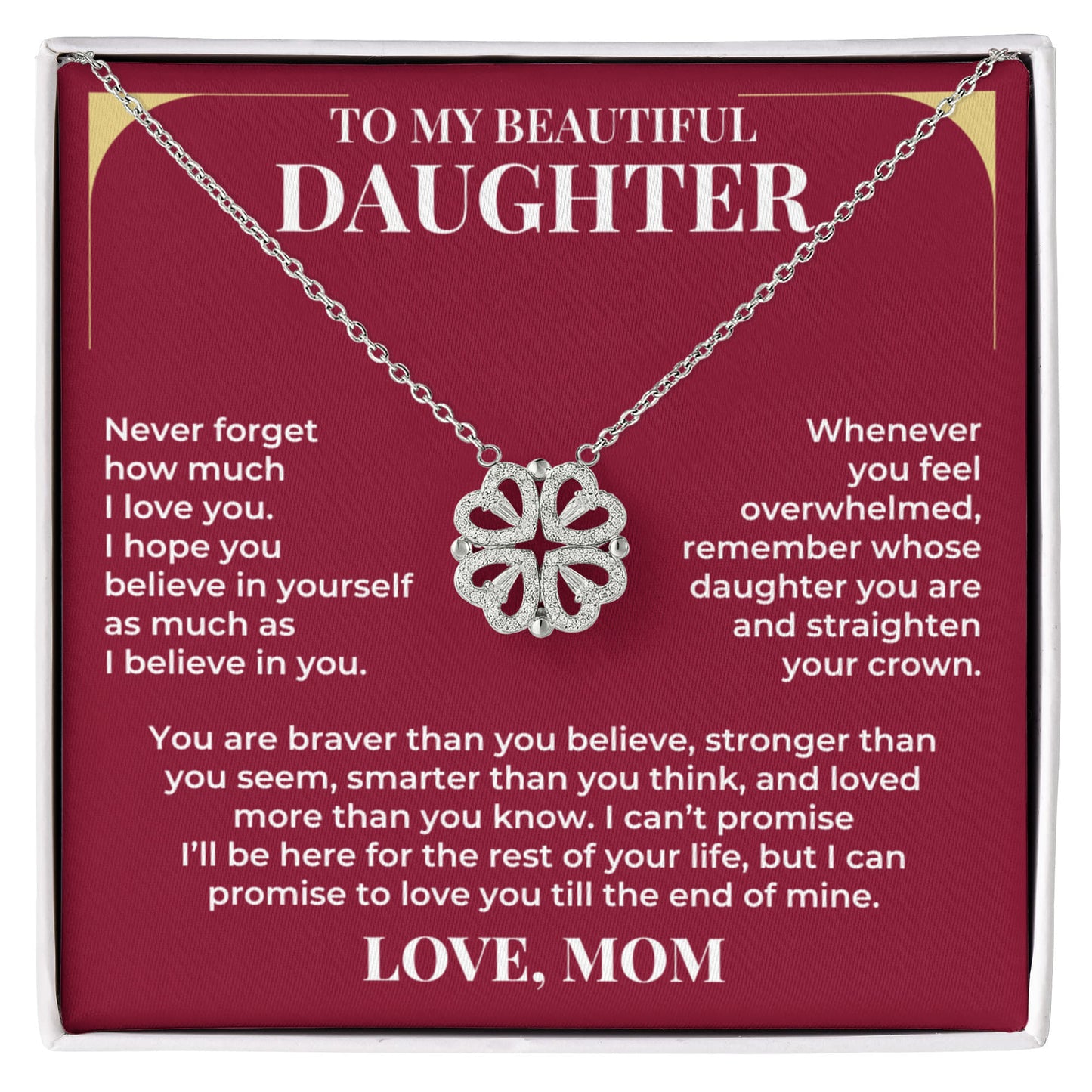 Magnetic Hearts Necklace - To My Daughter "Never Forget How Much I Love You"