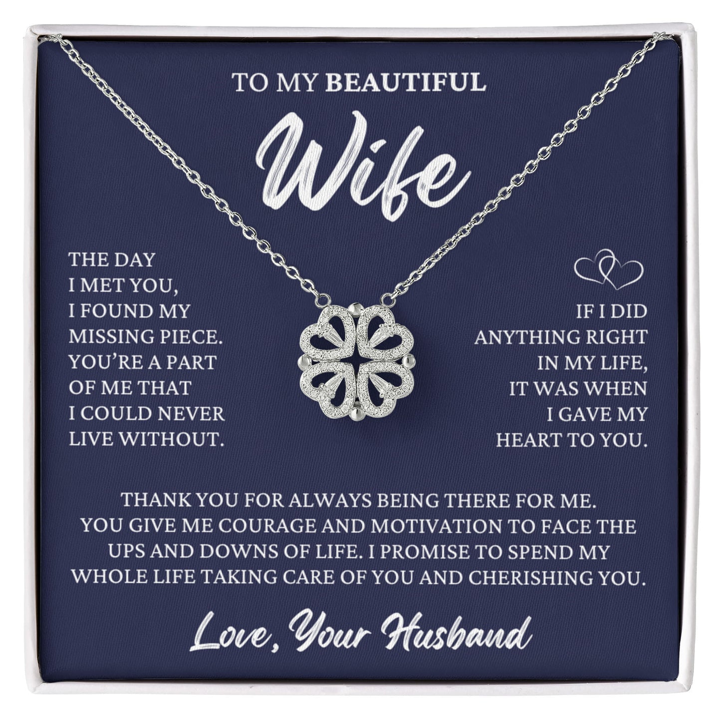 Four Heart Necklace - To My Beautiful Wife "I Gave My Heart To You"
