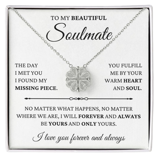 Four Heart Necklace - To My Beautiful Soulmate "I Found My Missing Piece"
