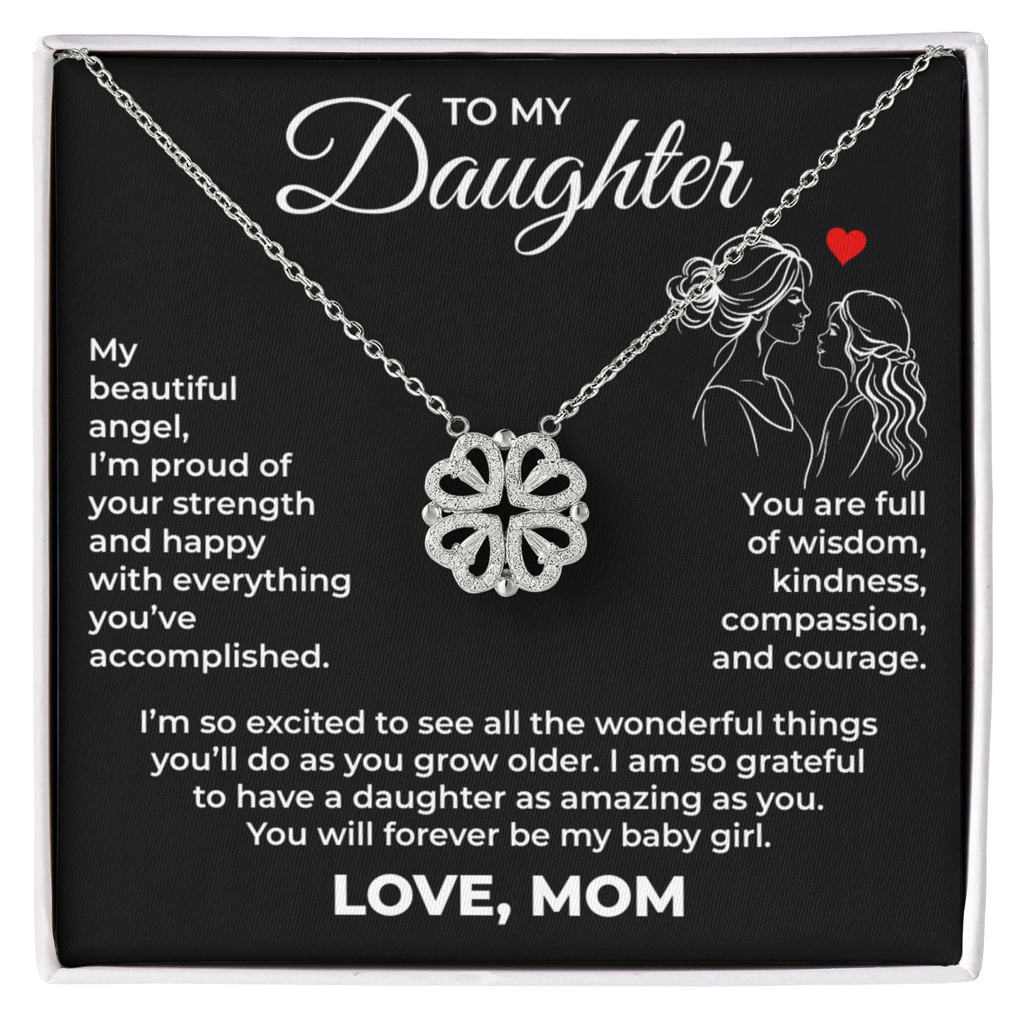 Magnetic Hearts Necklace - To My Daughter "My Beautiful Angel"