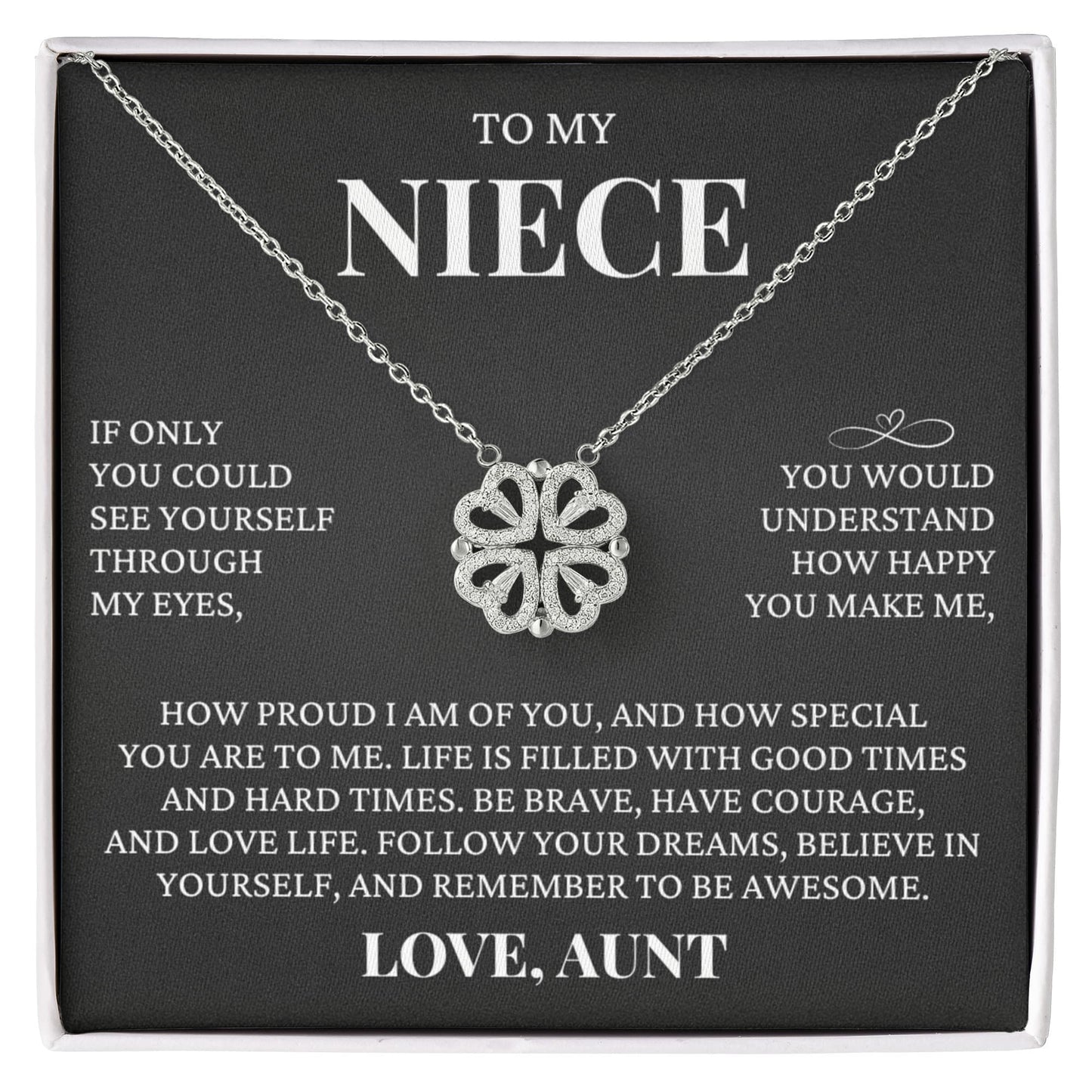 Four Heart Necklace - To My Niece "Follow Your Dreams"