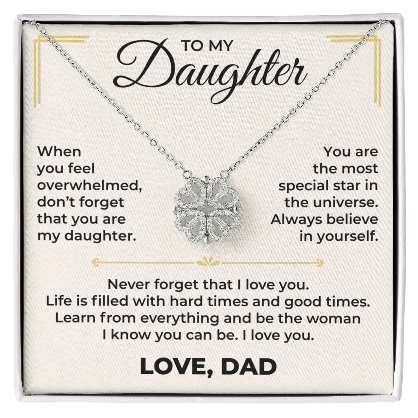 Magnetic Hearts Necklace - To My Daughter "Never Forget That I Love You"